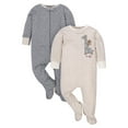 thumbnail image 1 of Wonder Nation Baby Neutral Zip Up Sleep ‘N Play Footed Pajamas, 2-Pack, Sizes Newborn - 6/9 Months, 1 of 8