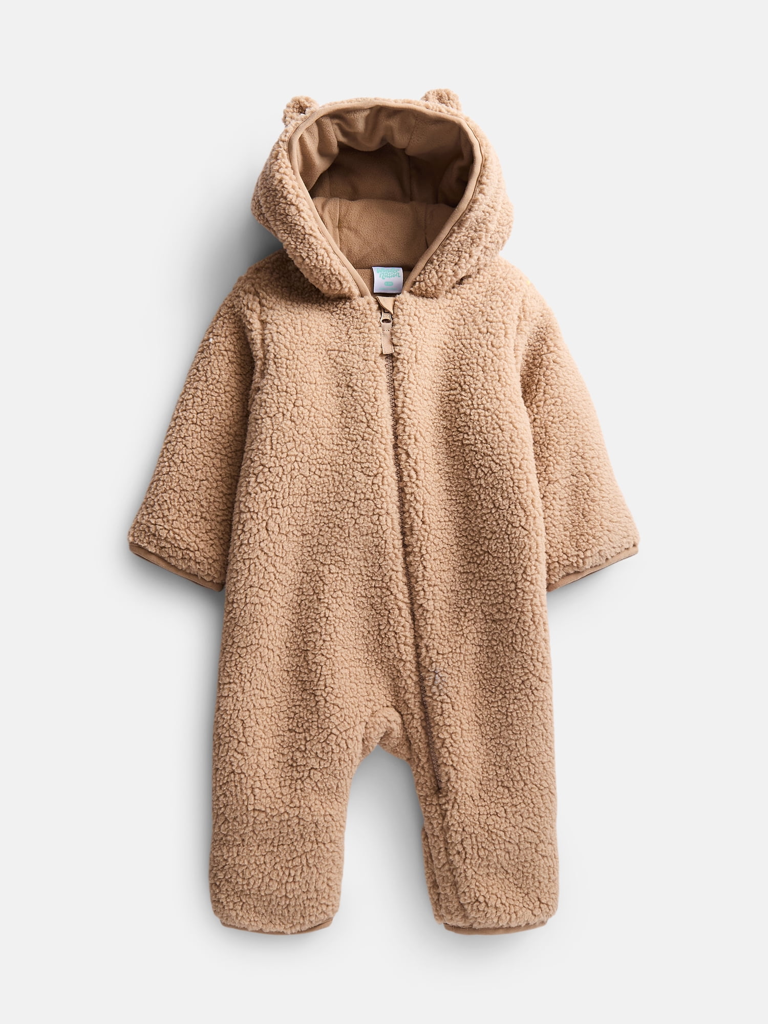 Wonder Nation Baby Teddy Fleece Pram with Hood, Sizes 0M-9M