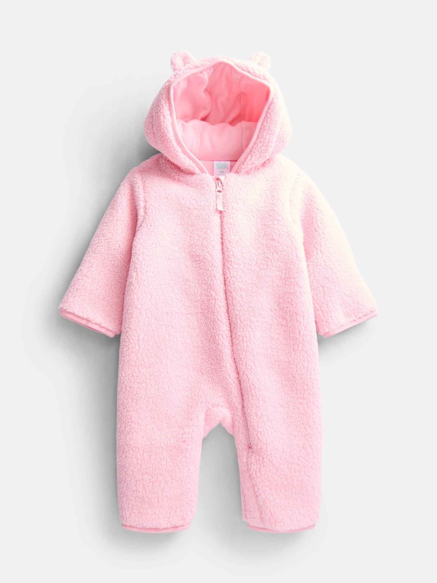 Wonder Nation Baby Teddy Fleece Pram with Hood, Sizes 0M-9M