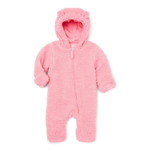 Wonder Nation Baby Teddy Fleece Pram with Hood, Size 0M- 9M