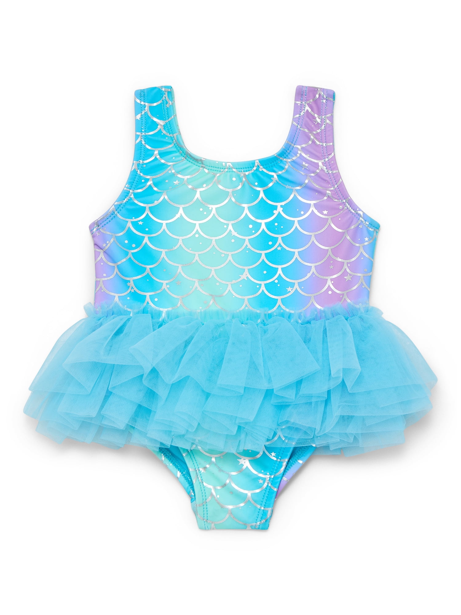 Wonder Nation Baby and Toddler Girl Mermaid Tutu One- Piece Swimsuit, Sizes 12M-5T