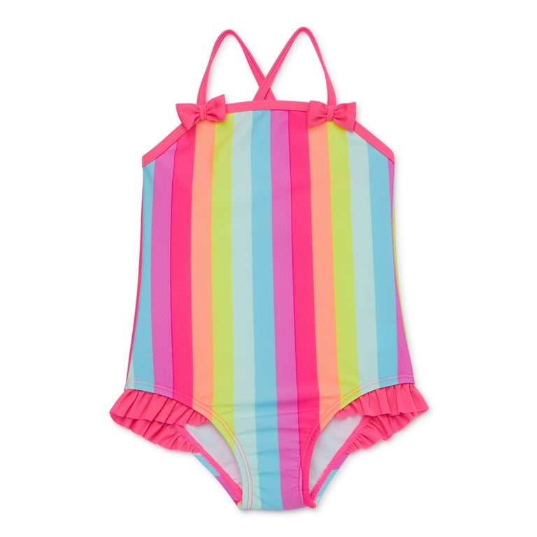 Wonder Nation Baby Toddler Girl Stripe One Piece Swimsuit Walmart