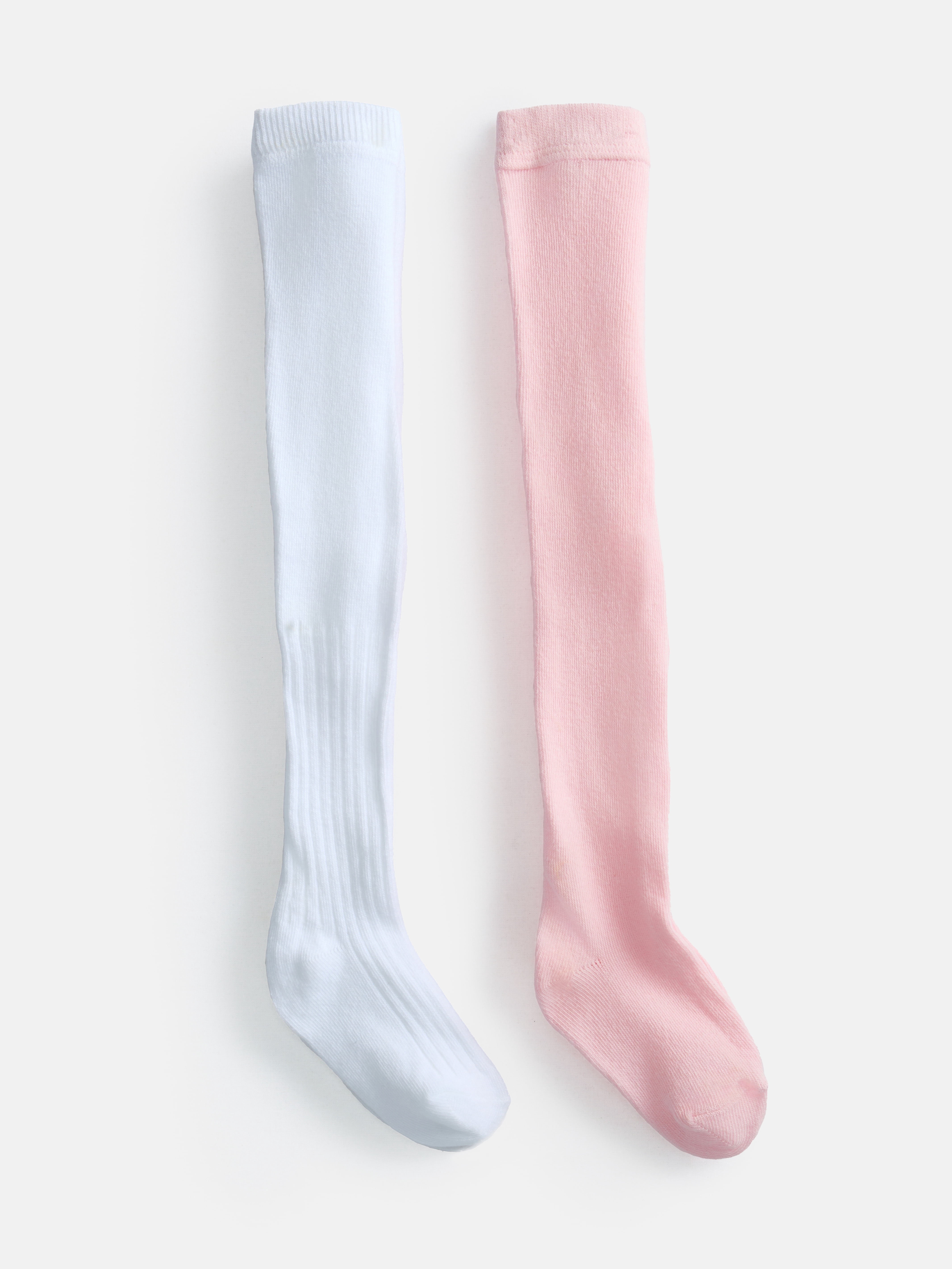 Wonder Nation Baby & Toddler Girls Flat & Ribbed Cotton Tights, 2 Pack, 0M-5T