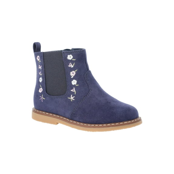 Wonder Nation Baby and Toddler Girls Chelsea Boots with Floral Embroidery