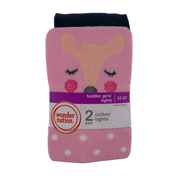 Wonder Nation Baby & Toddler Girls Fox Solid Tight, 2-Pack, Sizes 6M-5T