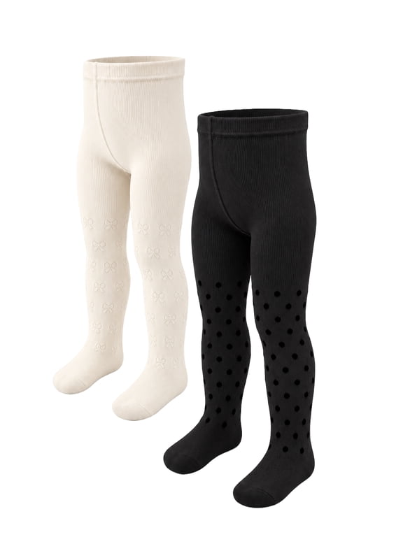 Baby & Toddler Girls Lurex Dot & Pointelle Cotton Tights, 2 Pack, Sizes 0M-5T