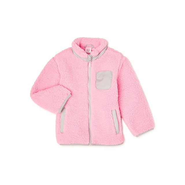 Wonder Nation Baby & Toddler Girls Sherpa Jacket, Sizes 0M-5T - Walmart.com