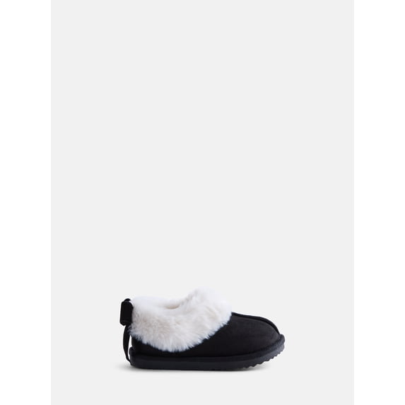 Wonder Nation Baby, Toddler, Little and Big Girls Faux Fur Trim Slippers