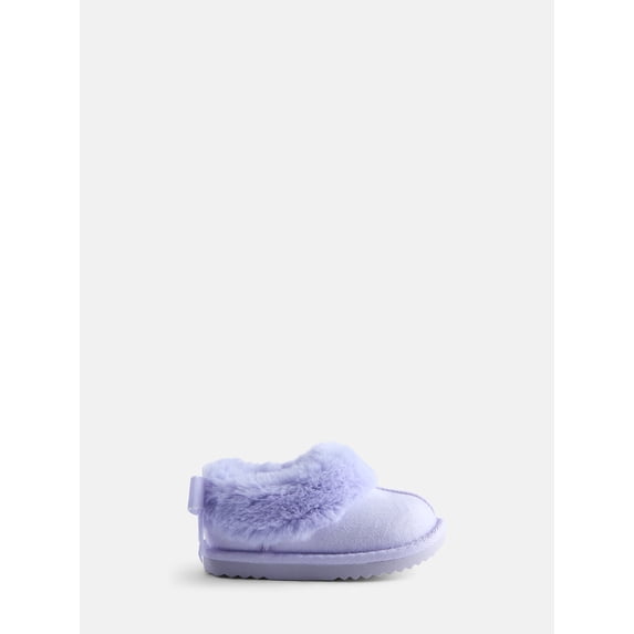Wonder Nation Baby, Toddler, Little and Big Girls Faux Fur Trim Slippers