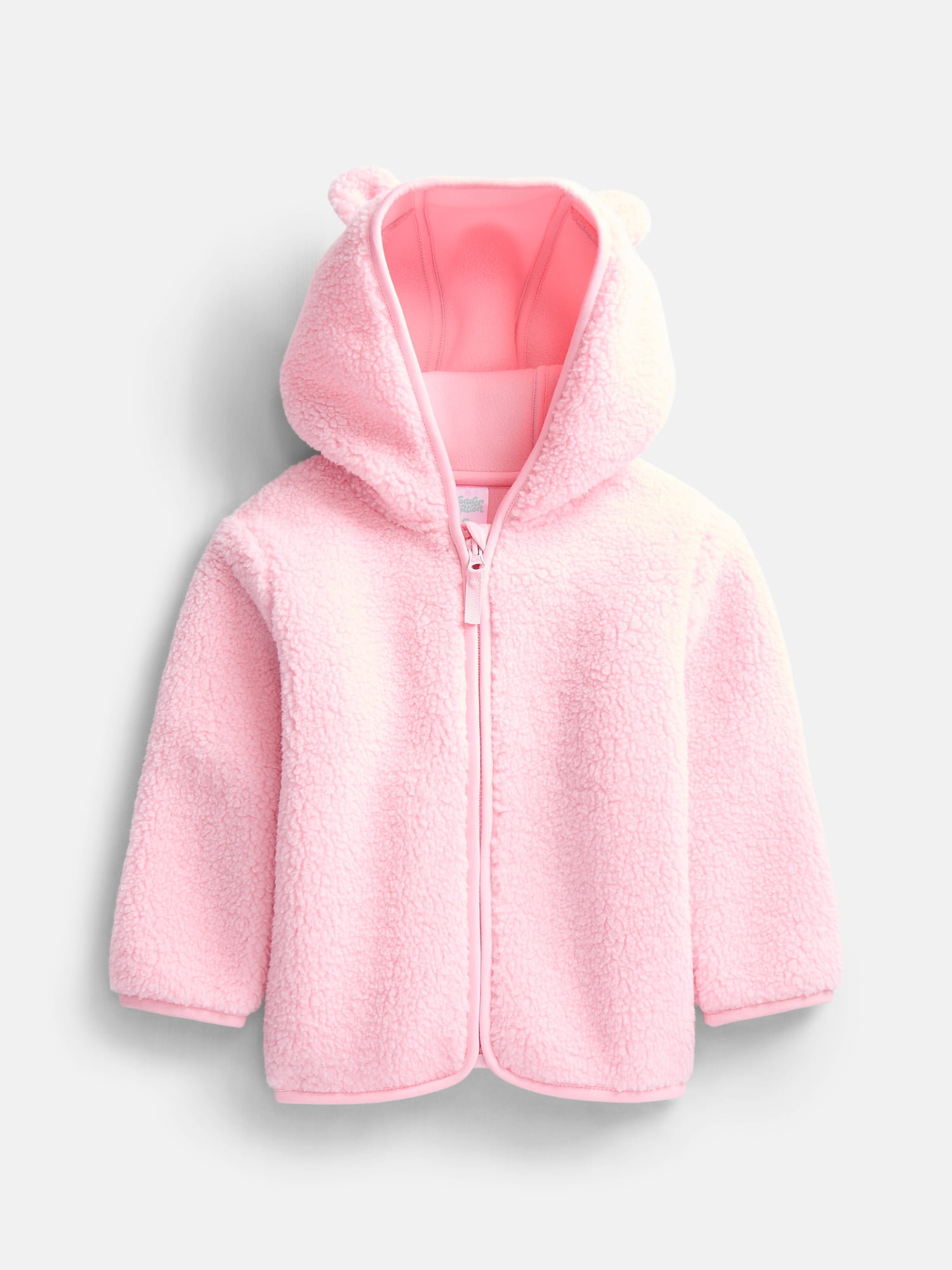 Wonder Nation Baby and Toddler Teddy Fleece Jacket with Hood, Sizes 12M-5T