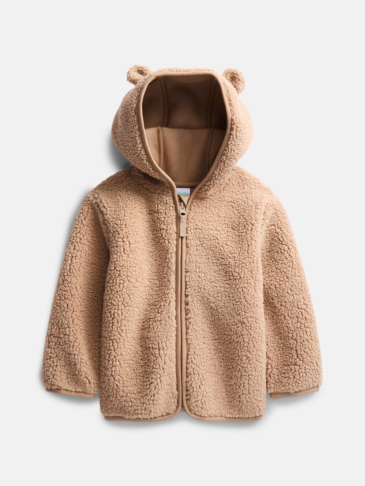 Wonder Nation Baby and Toddler Teddy Fleece Jacket with Hood, Sizes 12M-5T