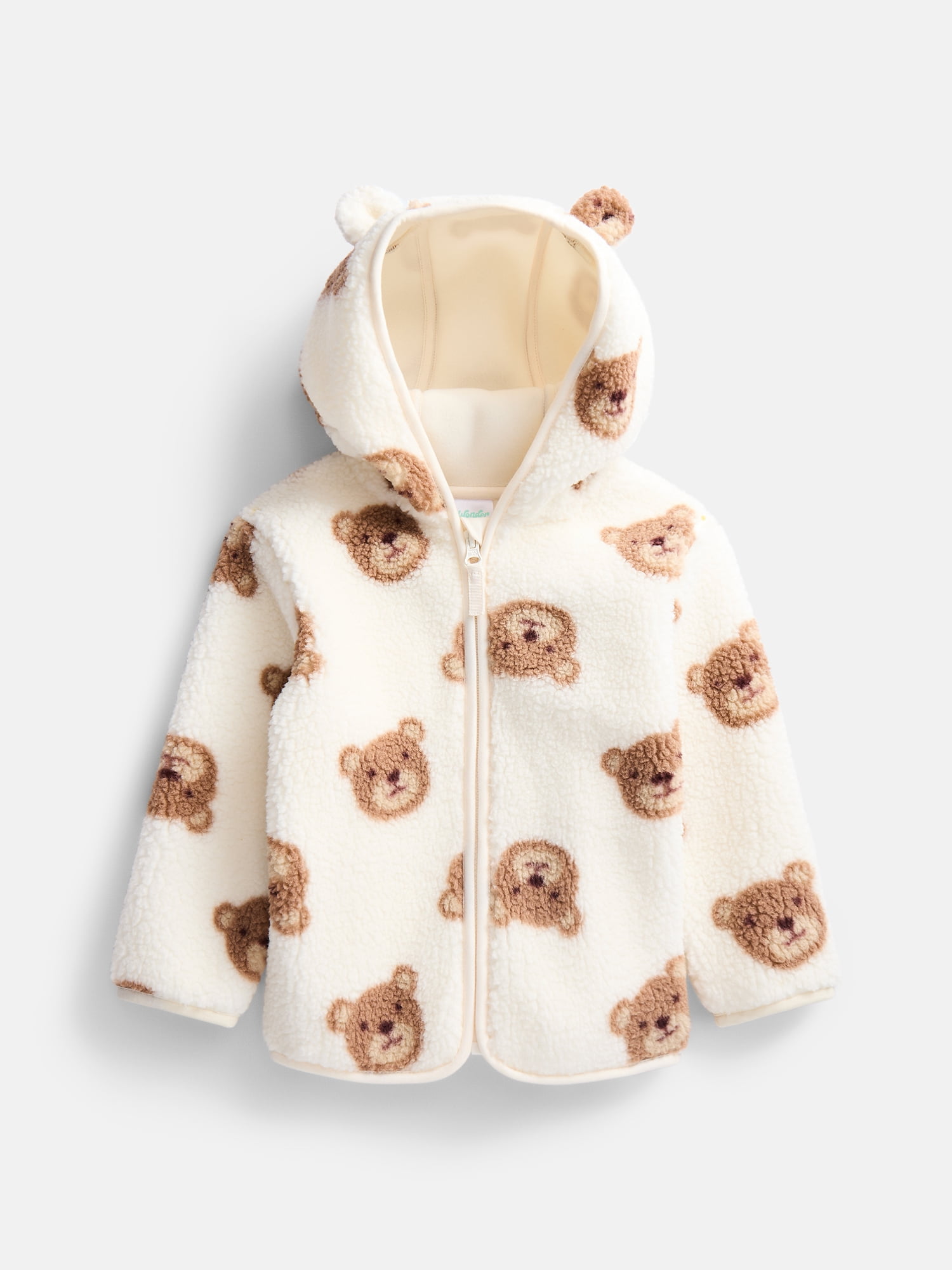 Wonder Nation Baby and Toddler Teddy Fleece Jacket with Hood, Sizes 12M-5T