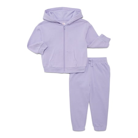 Wonder Nation Baby Unisex Fleece Zip Hoodie and Joggers Set, 2-Piece, Sizes Newborn-18 Months