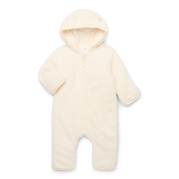 Wonder Nation Baby Teddy Fleece Pram with Hood, Sizes 0M-9M