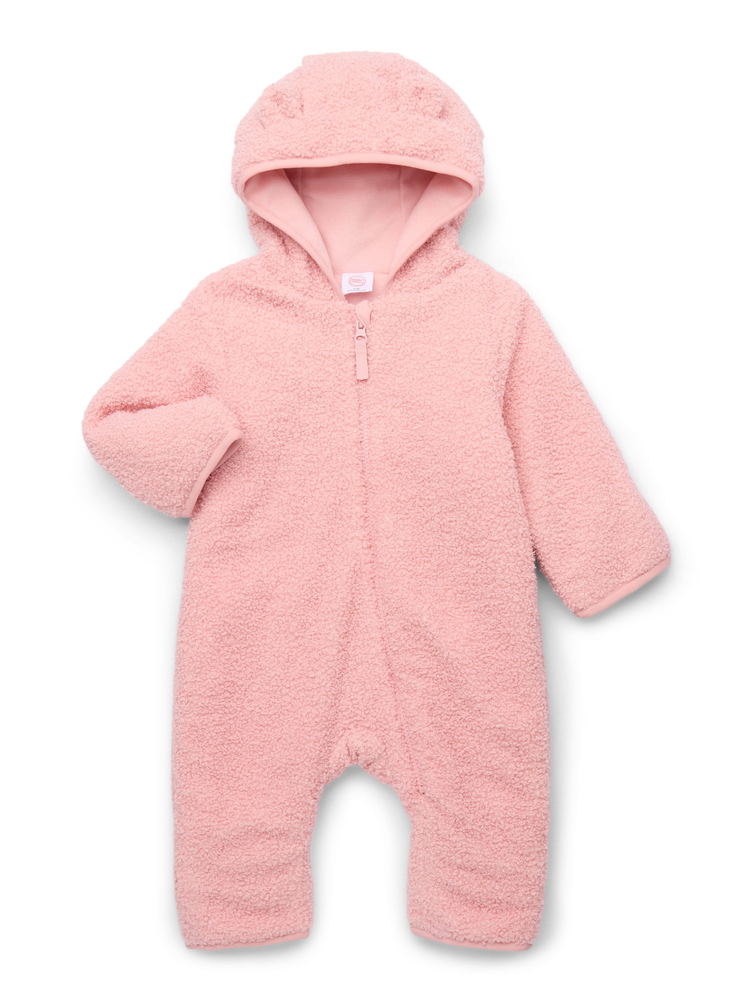 Wonder Nation Baby Teddy Fleece Pram with Hood, Sizes 0M-9M
