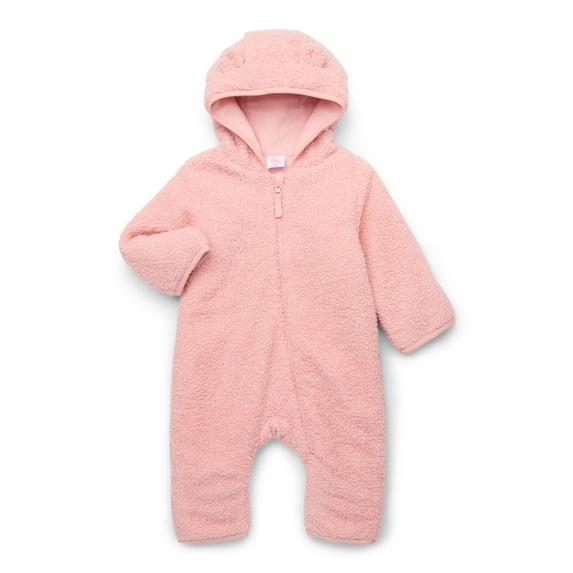 Wonder Nation Baby Teddy Fleece Pram with Hood, Sizes 0M-9M