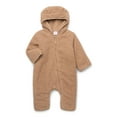 thumbnail image 1 of Wonder Nation Baby Teddy Fleece Pram with Hood, Sizes 0M-9M, 1 of 3