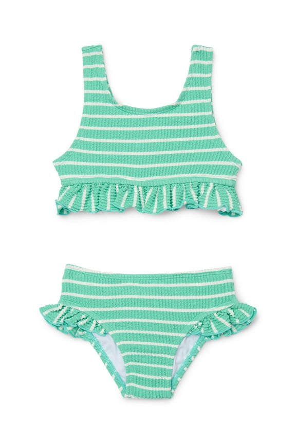Baby and Toddler Girls Ruffle Bikini Top and Bottoms Swim Set, 2-Piece, Sizes 12M-5T
