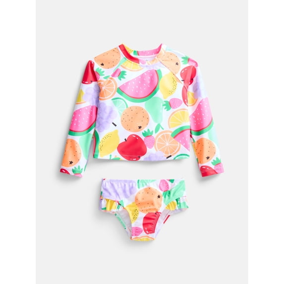 Wonder Nation Baby and Toddler Girls Rash Guard Set, 2 Piece, Sizes 12M-5T