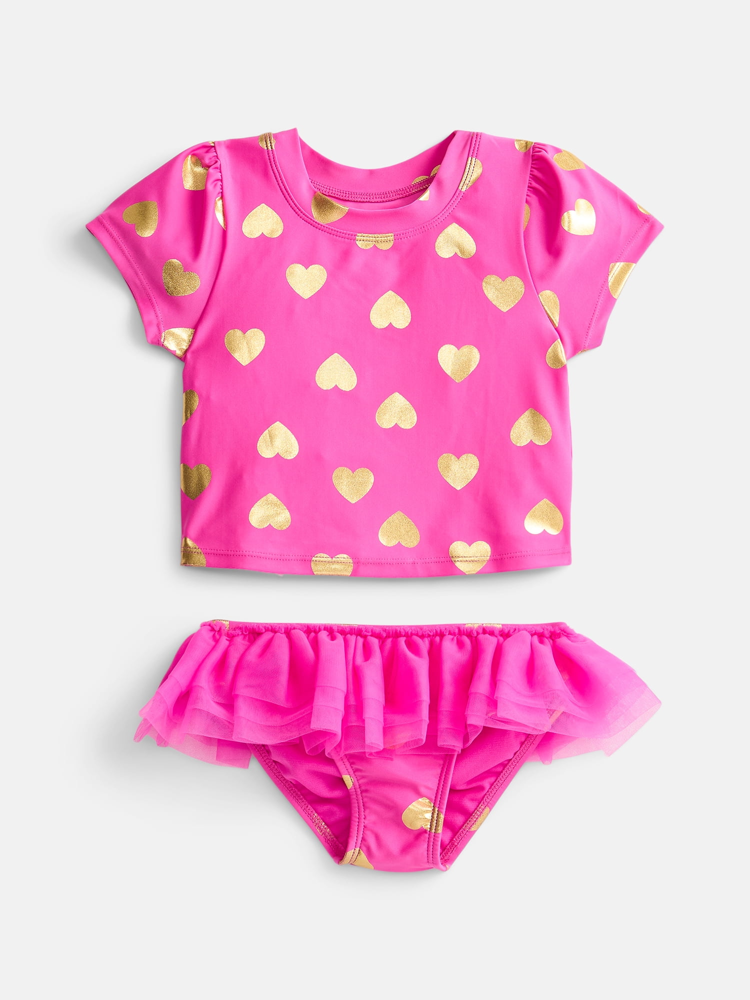 Wonder Nation Baby and Toddler Girls Rash Guard Set, 2 Piece, Sizes 12M-5T