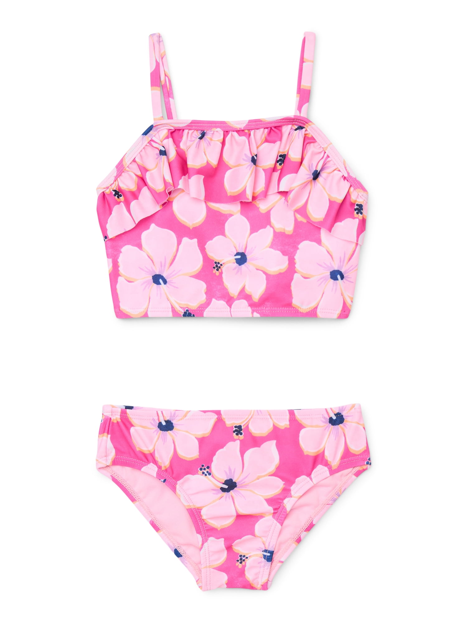 Wonder Nation Baby and Toddler Girls Ruffle Tankini Swim Set, 2-Piece, Sizes 12M-5T