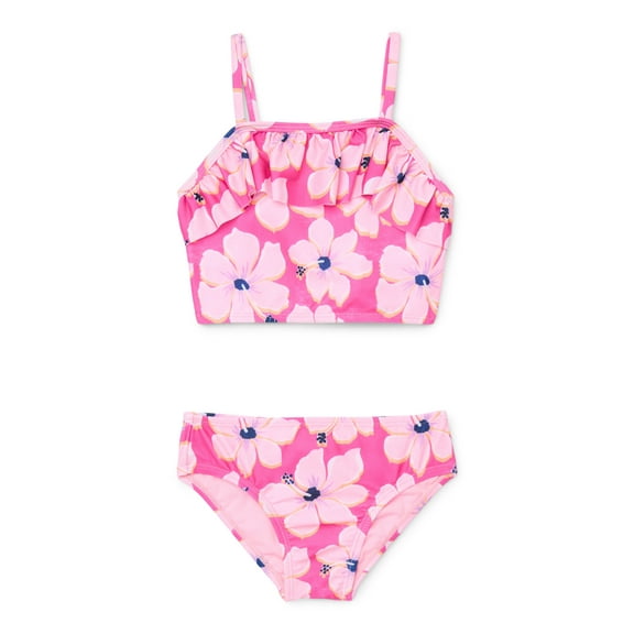 Wonder Nation Baby and Toddler Girls Ruffle Tankini Swim Set, 2-Piece, Sizes 12M-5T