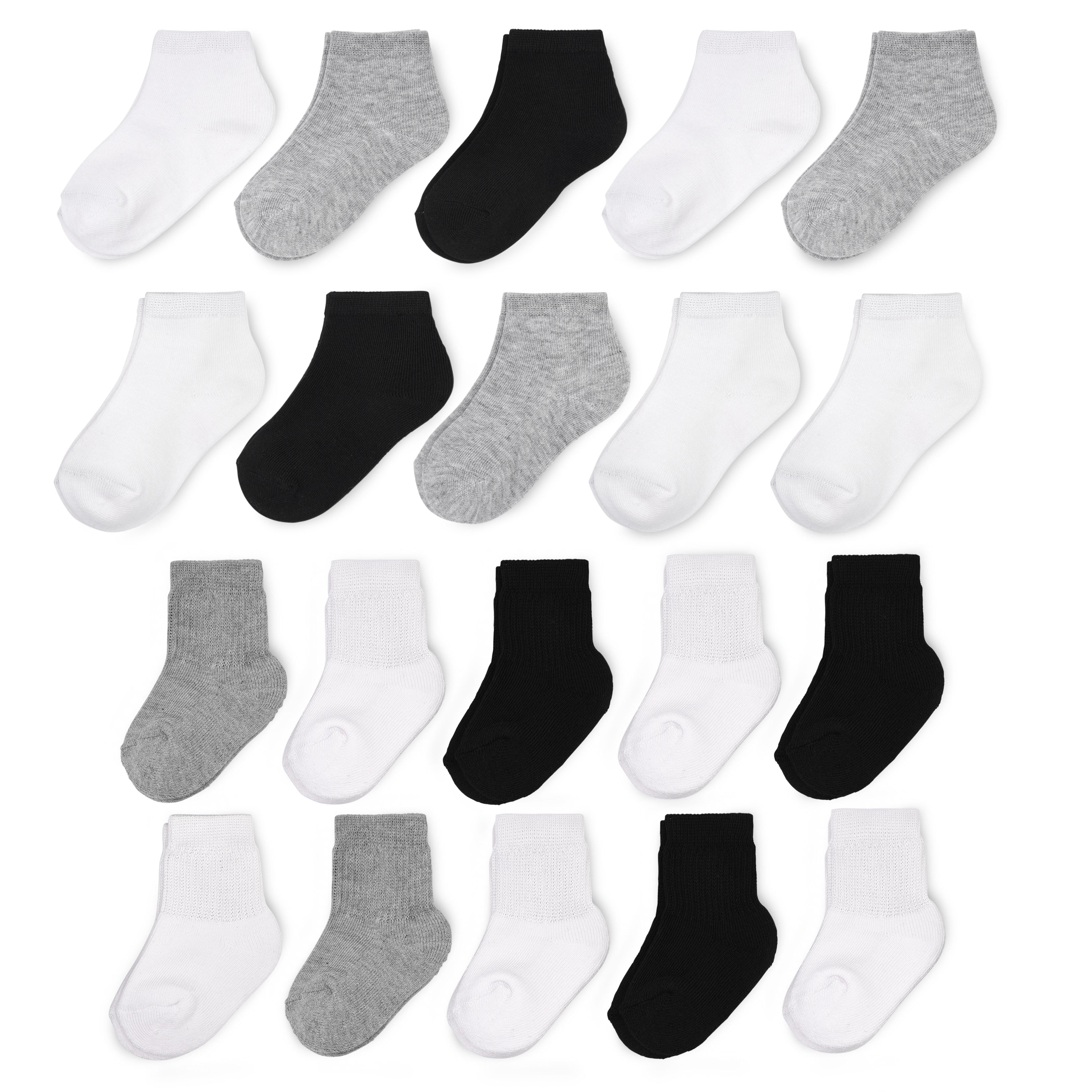Wonder Nation Baby and Toddler Ankle and Crew Socks, 20-Pack, Sizes 0M ...