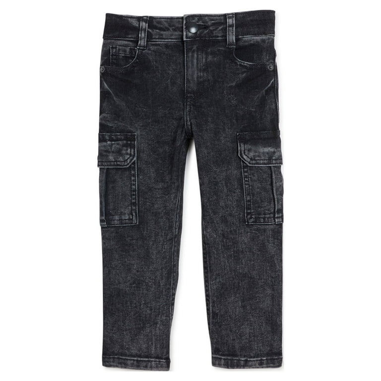【WONDER WONDER】One Way Daily Wide Denim Pants Wonder Nation Baby and Toddler Boy Acid Wash Cargo Jeans