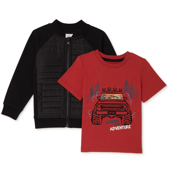 Wonder Nation Baby and Toddler Boy Bomber Jacket and T-Shirt Set, 2-Piece, Sizes 12M-5T