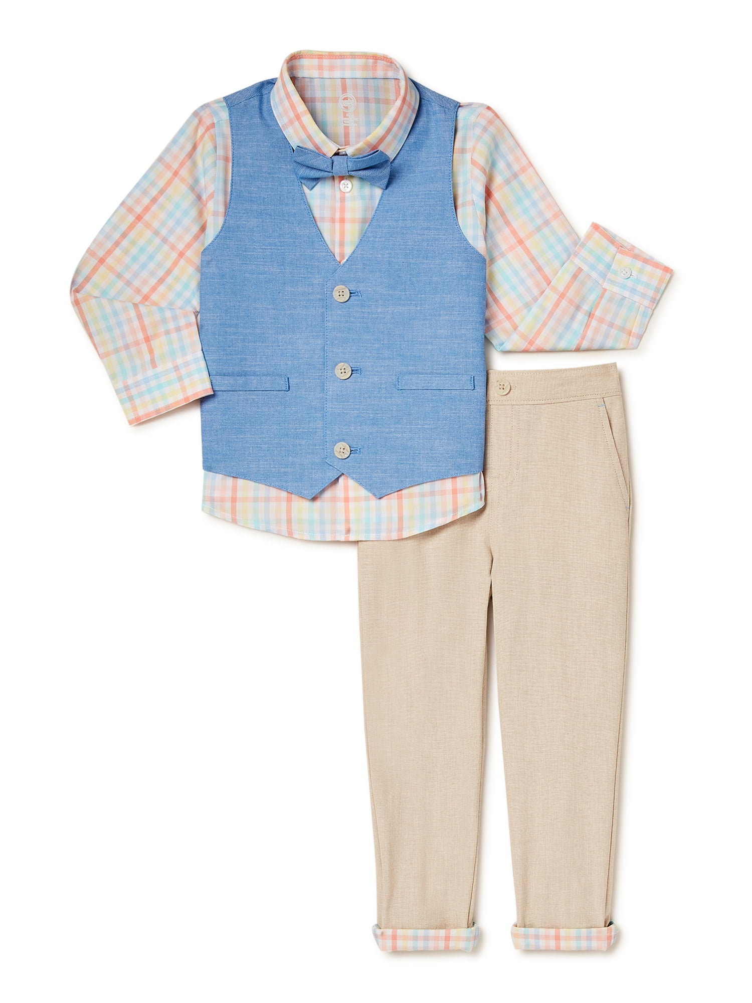 Wonder Nation Baby and Toddler Boy ButtonDown Shirt, Bowtie, Vest and