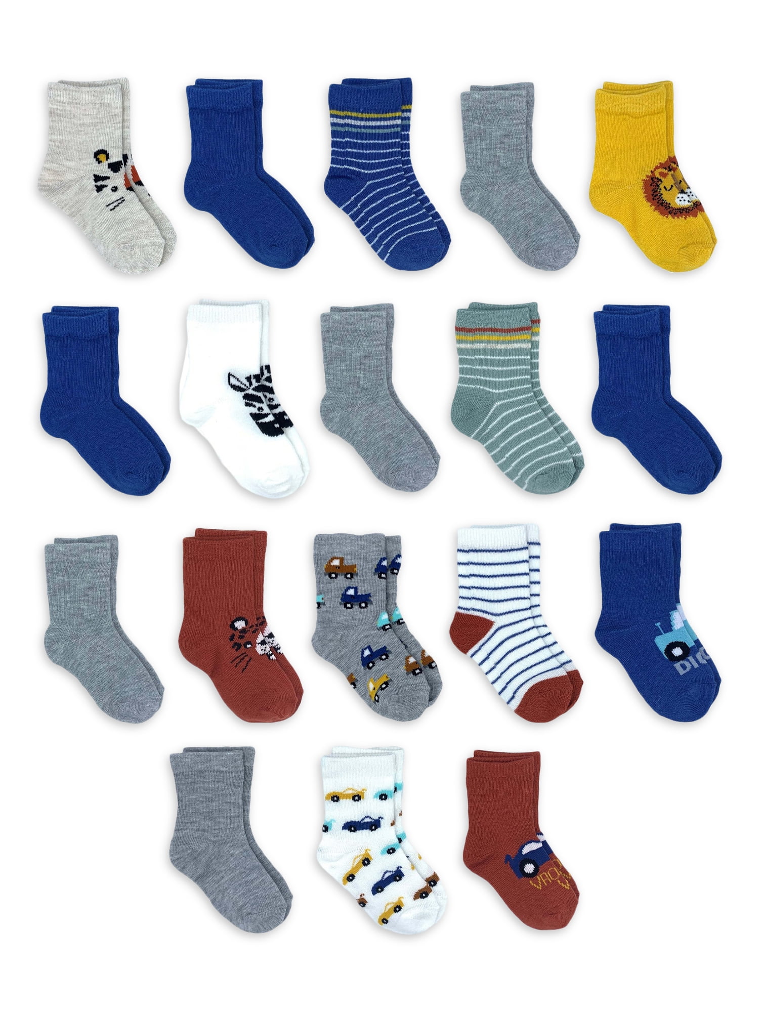 Wonder Nation Baby and Toddler Boy Crew Socks, 18-Pack, Sizes 0M-5T ...