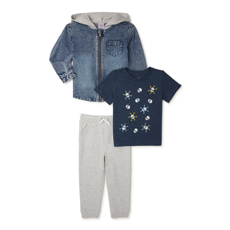 Wonder Nation Baby and Toddler Boy Jacket, T-Shirt and Joggers,