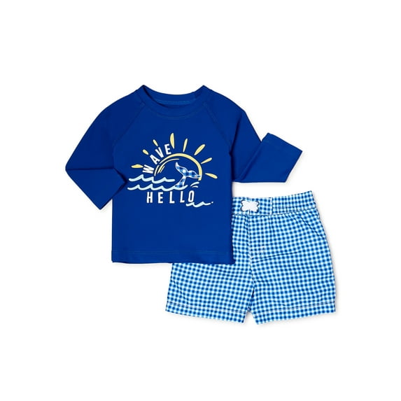Wonder Nation Baby and Toddler Boy Rash Guard Swim Set, Sizes 12M-5T