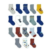 Wonder Nation Baby and Toddler Boys Crew Socks, 18-Pack, Sizes 0M-5T