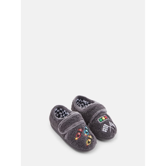 Wonder Nation Toddler Boys House Slippers, Race Car Embroidery, Medium Width