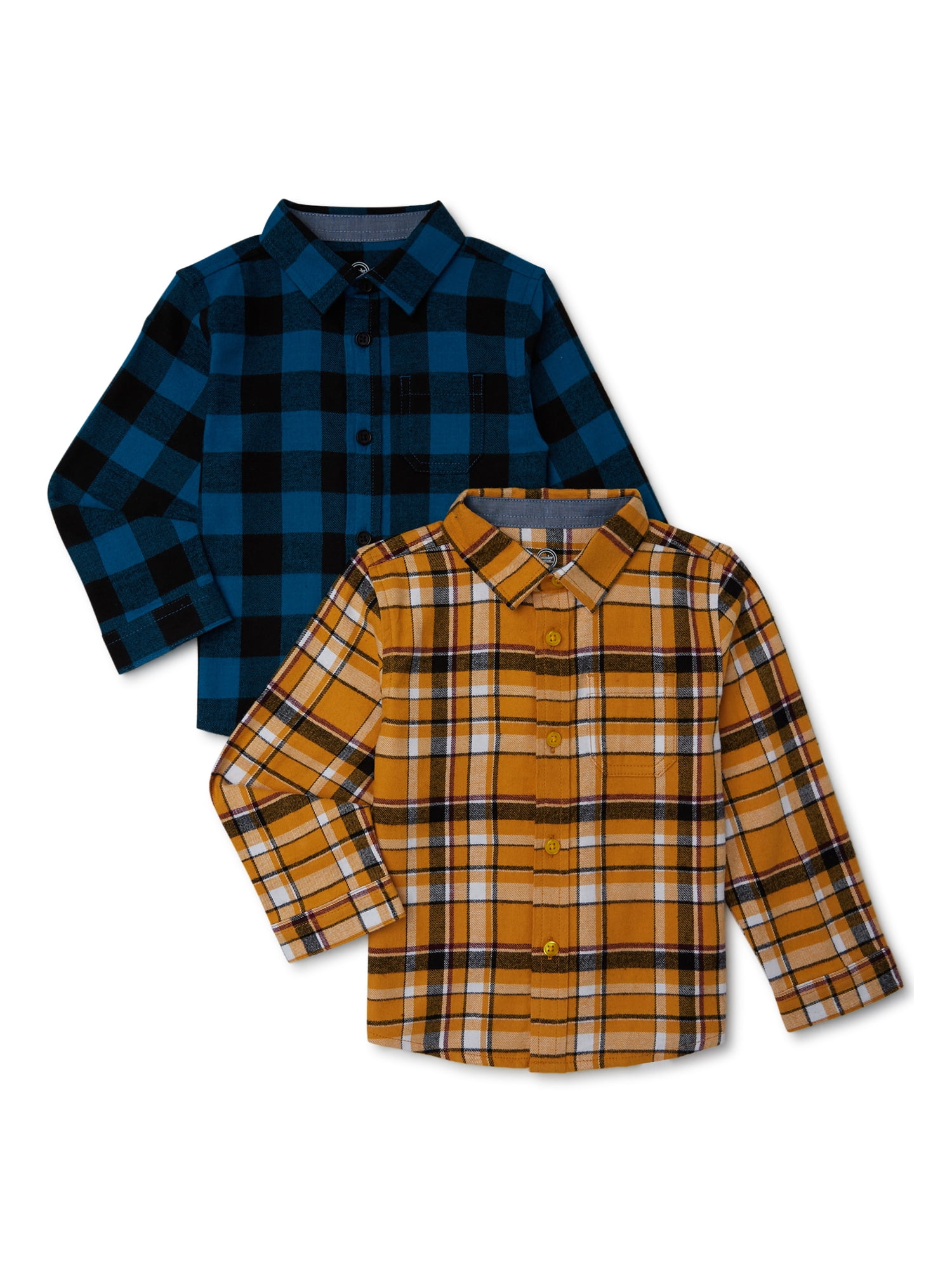 Wonder Nation Baby and Toddler Boys’ Flannel Shirts, 2Pack, Sizes 12M5T