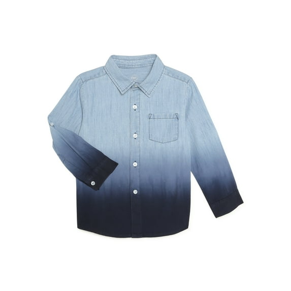 Wonder Nation Baby and Toddler Boys Long Sleeve Button-Up Shirt, Sizes 12M-5T