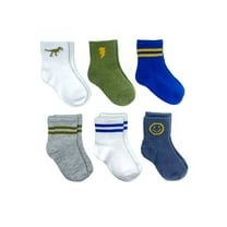 Wonder Nation Baby and Toddler Boys Mid-Crew Socks, 6-Pack, Sizes 0M-5T