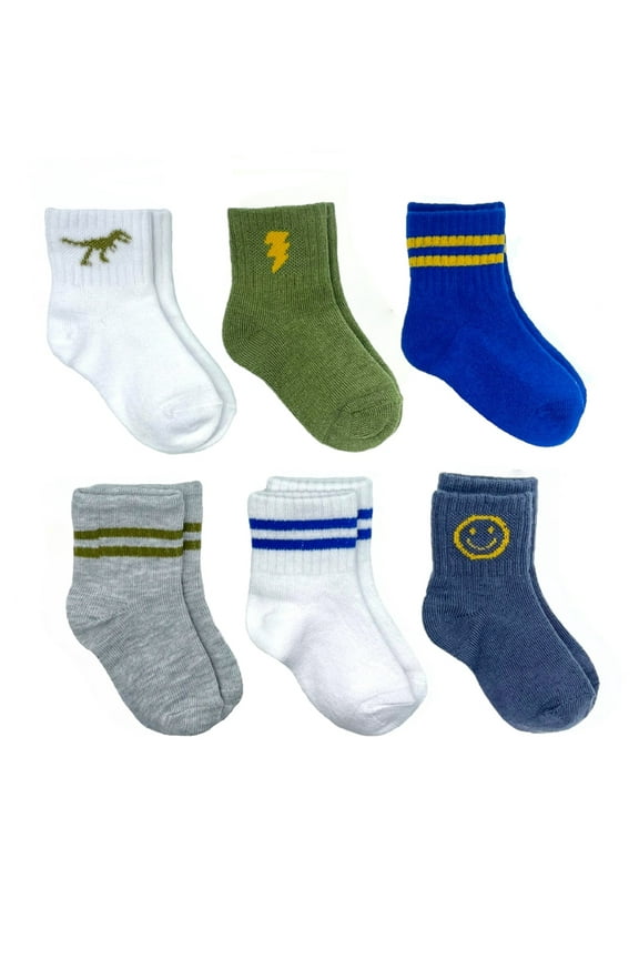 Baby and Toddler Mid-Crew Socks, 6-Pack, Sizes 0M-5T