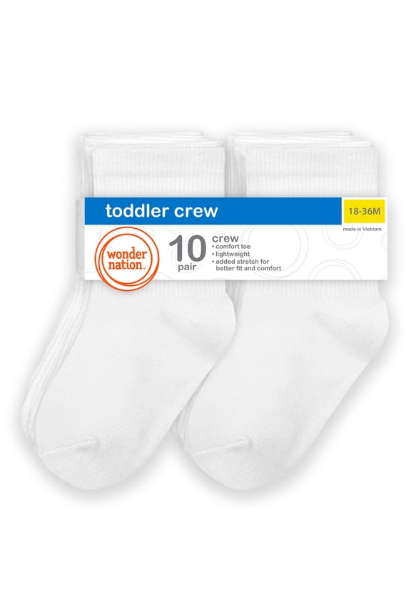 Baby and Toddler Crew Socks, 10 Pack, Size 0M- 5T
