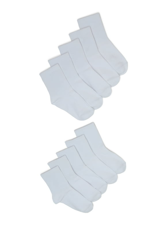 Wonder Nation Baby and Toddler Crew Socks, 10 Pack, Size 0M- 5T