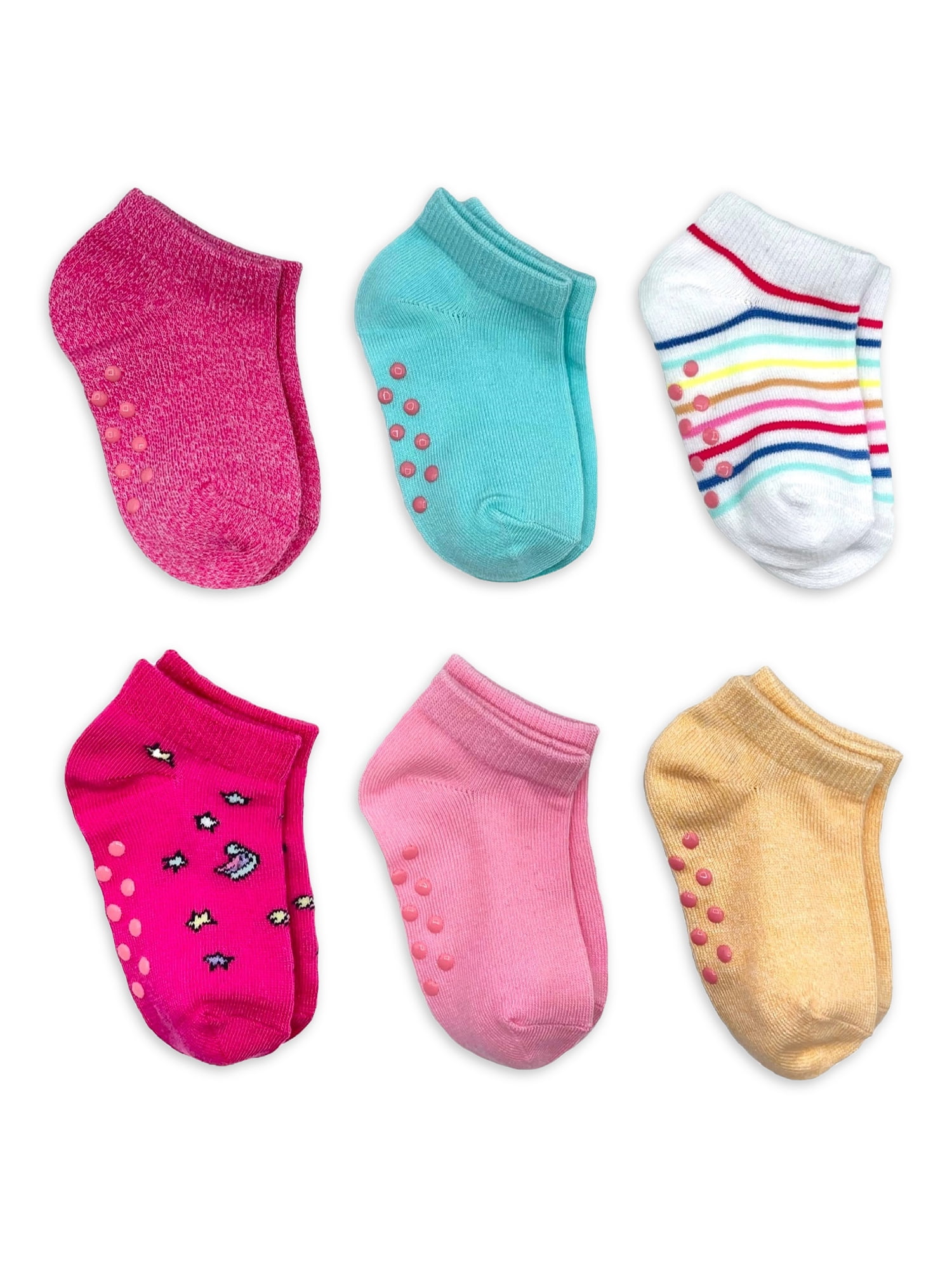 Wonder Nation Baby and Toddler Girl Ankle Socks, 6Pack, Sizes 0M18M