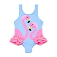 thumbnail image 1 of Wonder Nation Baby and Toddler Girls Flamingo Ruffle One Piece Swimsuit, Sizes 12M-5T, 1 of 3