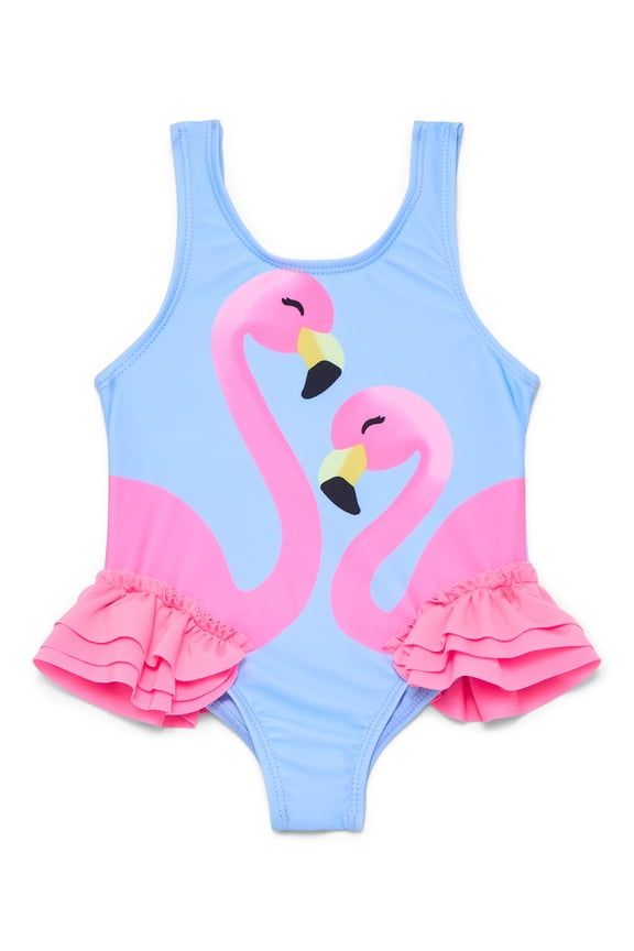 Baby and Toddler Girls Flamingo Ruffle One Piece Swimsuit, Sizes 12M-5T