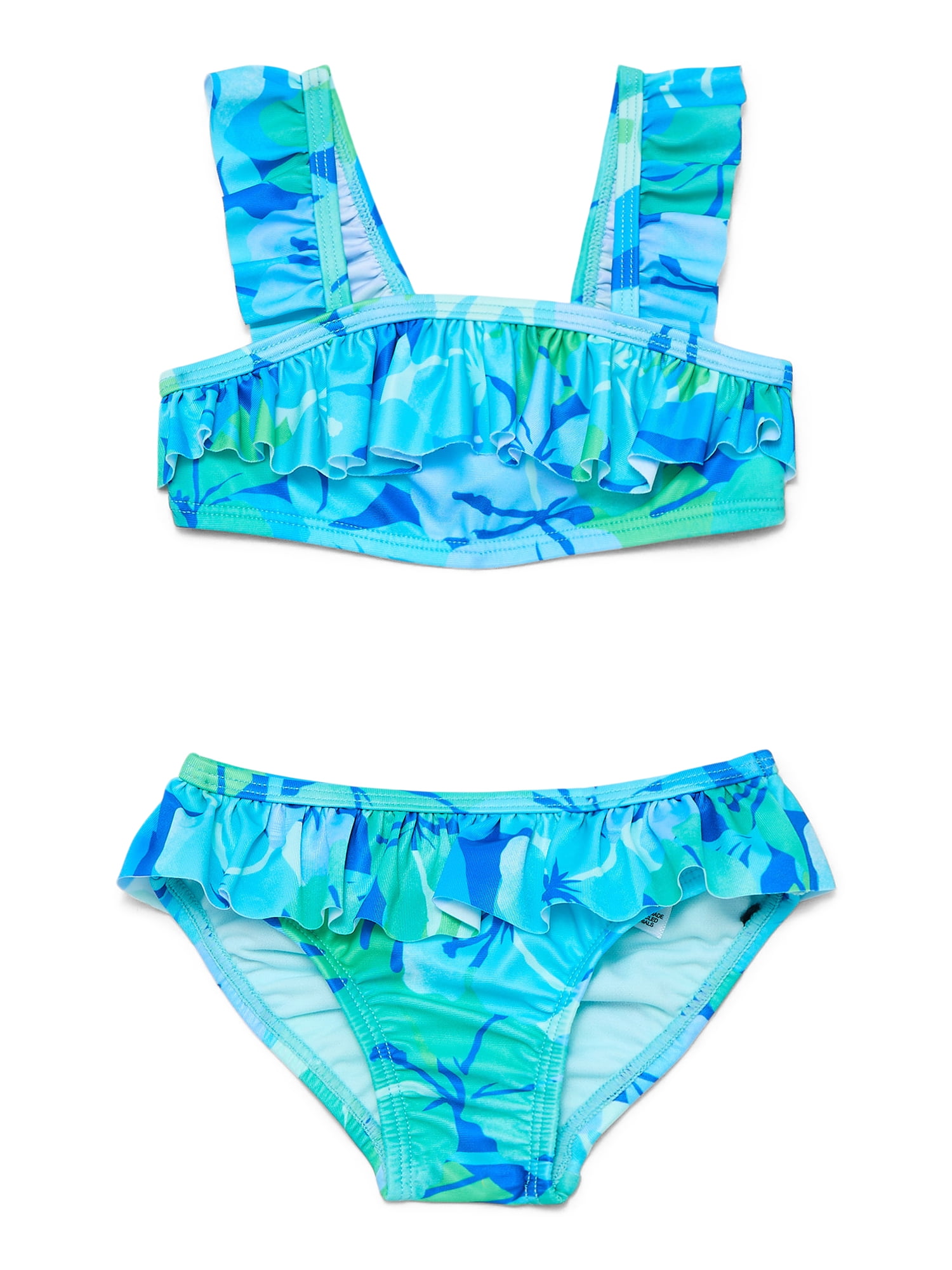 Wonder Nation Baby and Toddler Girl Ruffle Bikini Swim Set, 2-Piece, Sizes 12M-5T