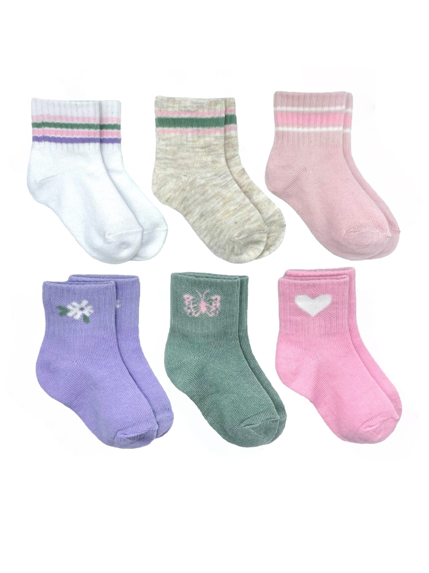 Wonder Nation Girls Striped No Show Socks 10 Pack Sizes S L