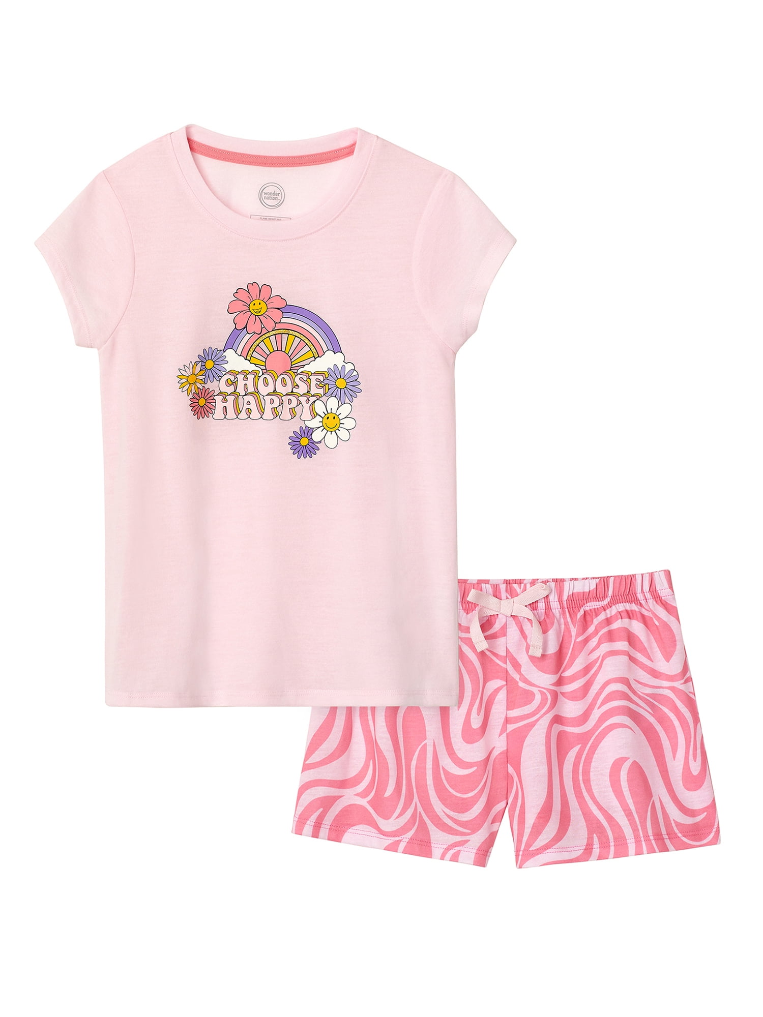 Wonder Nation Baby and Toddler Girl Poly Pajama Set, 2-Piece, Sizes 12M ...
