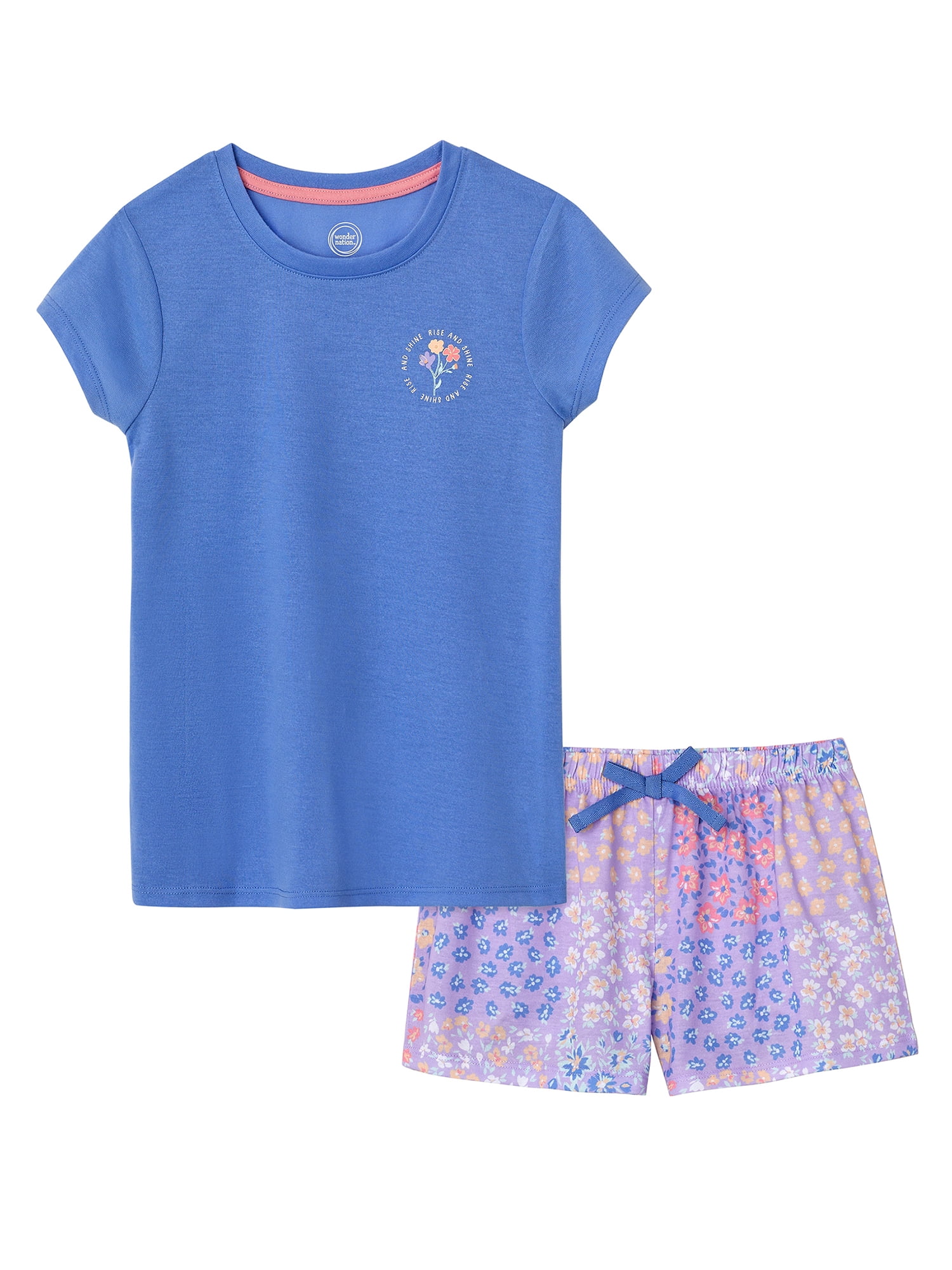 Wonder Nation Baby and Toddler Girl Poly Pajama Set, 2Piece, Sizes 12M