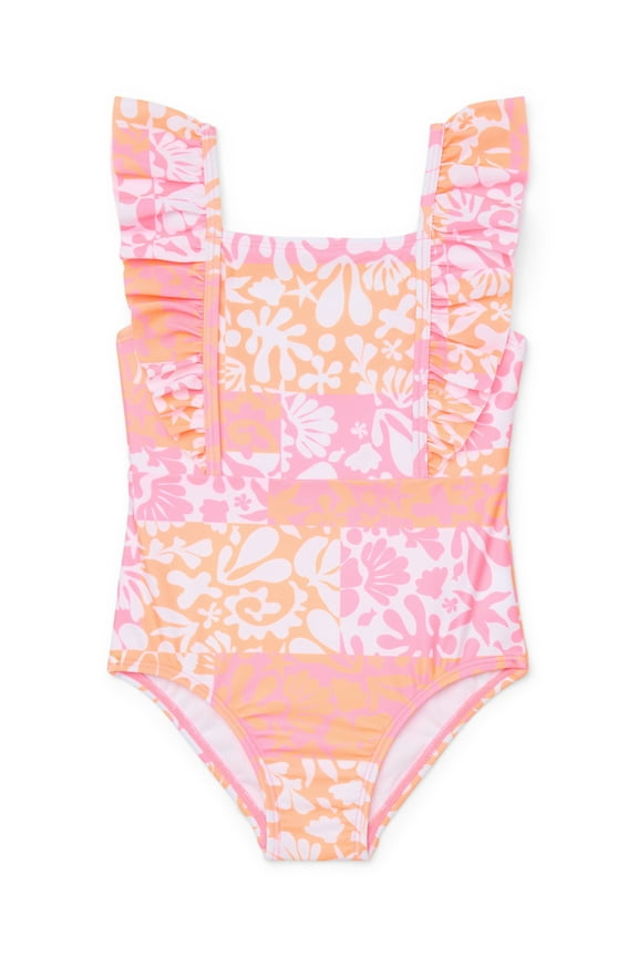Baby and Toddler Girl Ruffle Swimsuit One-Piece, Sizes 12M-5T