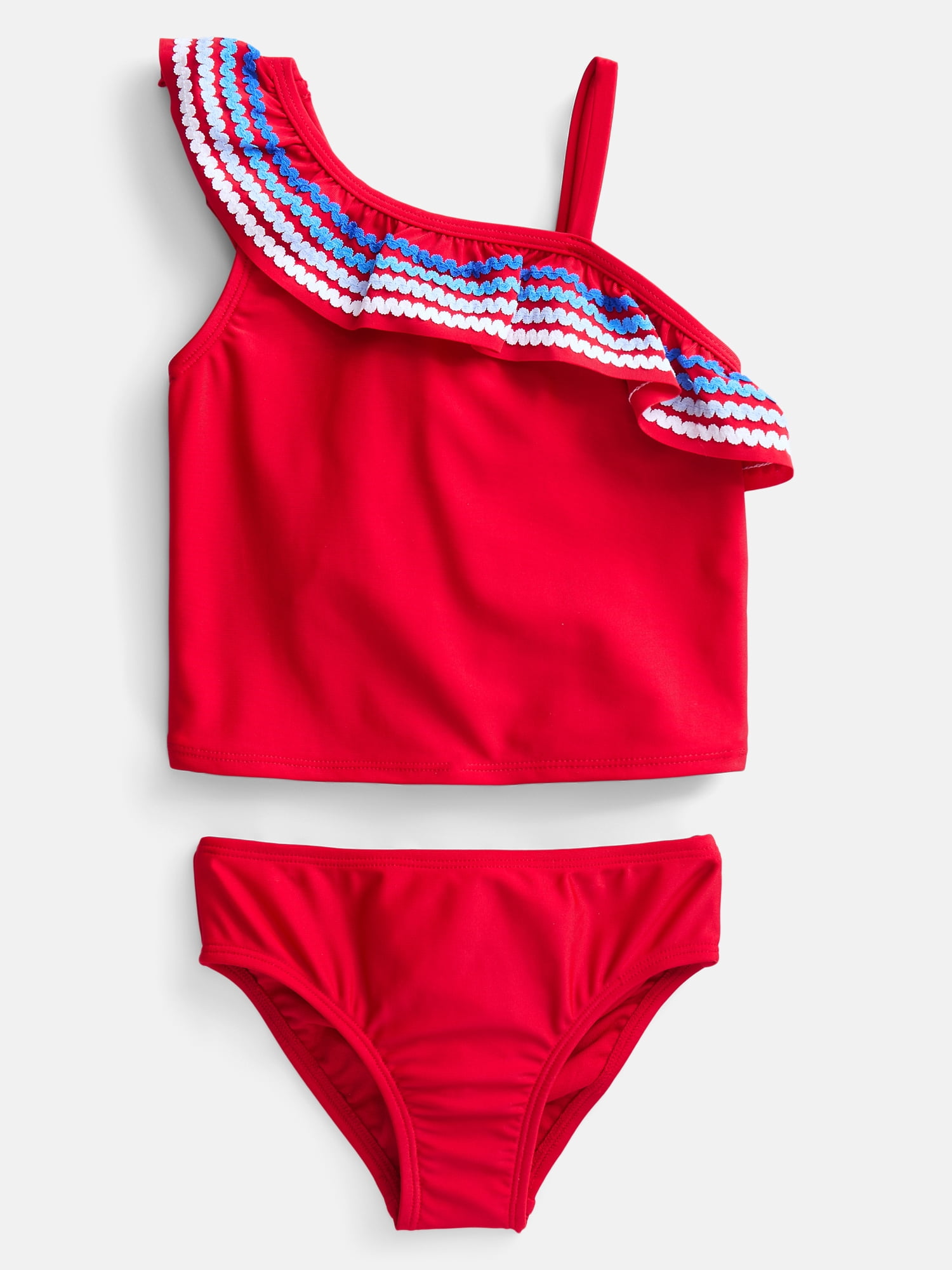Wonder Nation Toddler Girls Ruffle Tankini Swim Set, 2-Piece, Sizes 12M-5T